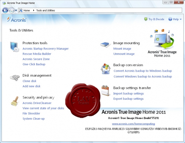 Acronis True Image Home 2011 SUITE v14.0.0.5519 Acronis True Image Home 2011 SUITE v14.0.0.5519
