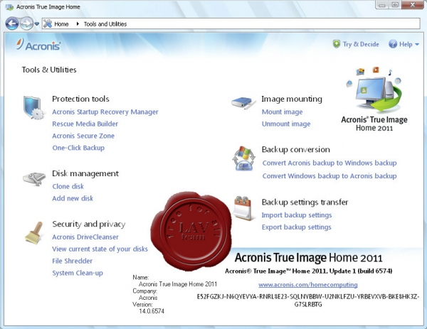 Acronis True Image Home 2011 v14.0.6574 (update 1)