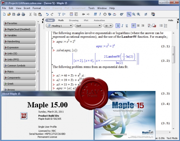 Waterloo Maplesoft Maple v15.00.582305