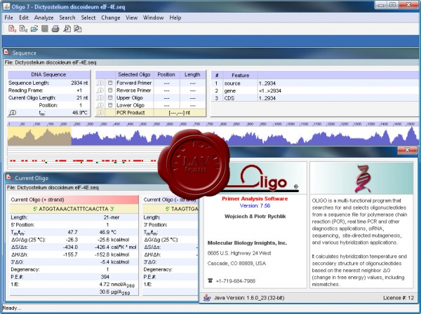 Molecular Biology Insights Oligo v7.56