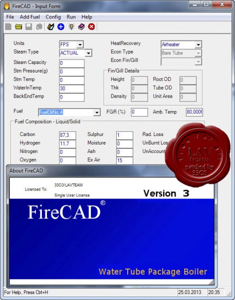 FireCAD v2.1 Water Tube Package Boiler