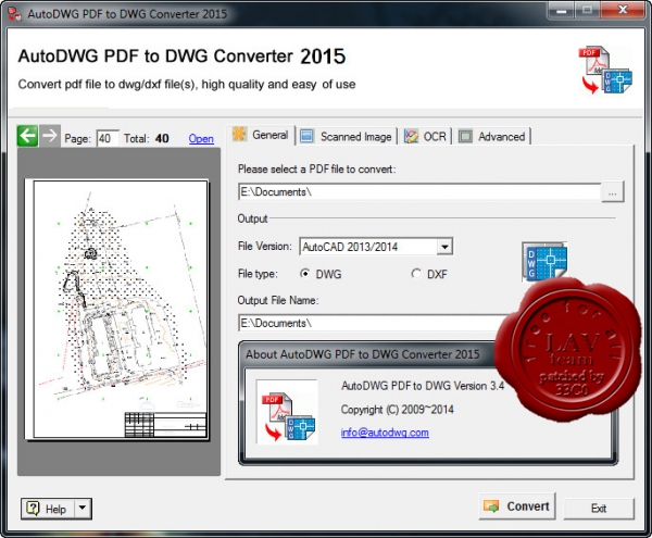 AutoDWG PDF to DWG Converter 2015 v3.4