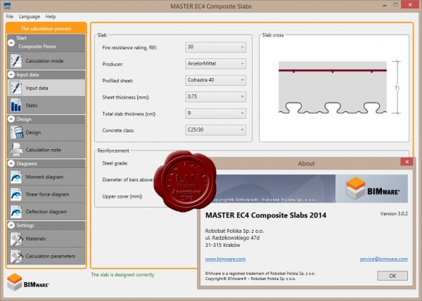 BIMware MASTER EC4 Composite Slabs 2014 v3.0.2