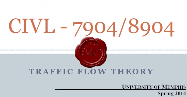 University of Memphis - CIVL 7904/8904 - Traffic Flow Theory University of Memphis - CIVL 7904/8904 - Traffic Flow Theory