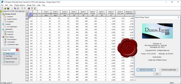 Stat-Ease Design-Expert v10.0.0.3