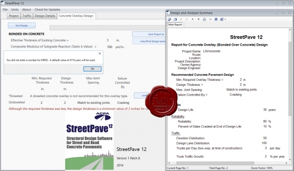 ACPA StreetPave 12 Version 1 Patch 8