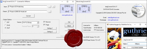 Gutrhie Arcv2CAD v7.0 A.19, CAD2Shape v7.0 A.27, dwgConvert v8.0 A.17