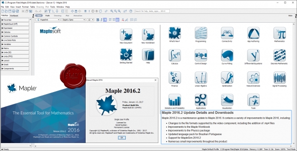 Waterloo Maplesoft Maple 2016.2 build 1194701