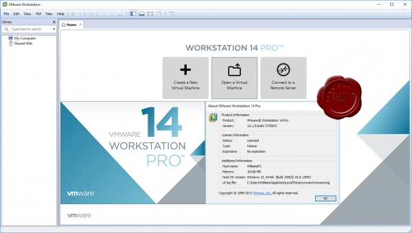 VMware Workstation Pro v14.1.0.7370693 VMware Workstation Pro v14.1.0.7370693