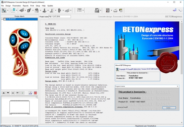 RUNET software BETONexpress version 03.07/2018