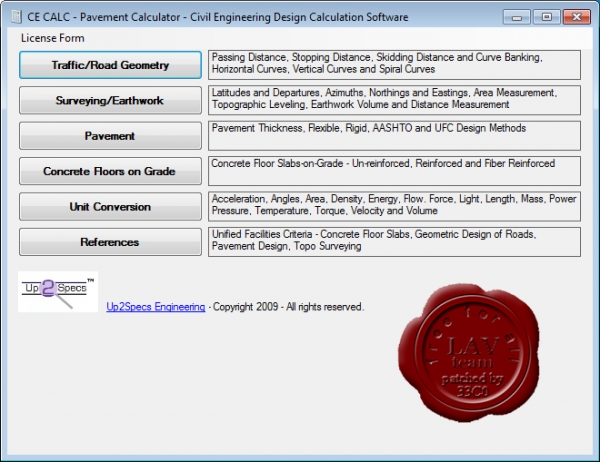 Up2Specs Pavement Calculator v2.0