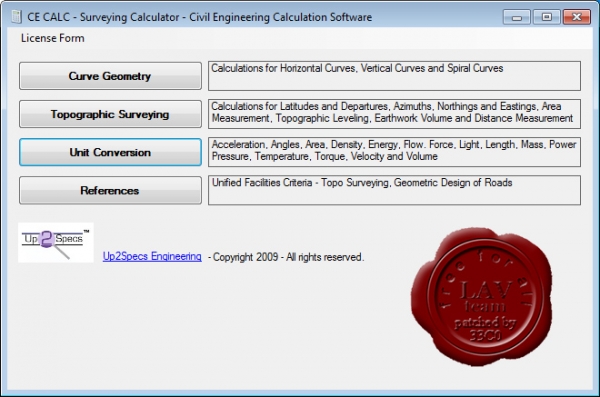 Up2Specs Surveying Calculator v2.0