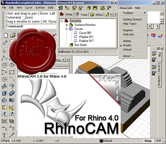 MecSoft RhinoCAM v1.0 for Rhinoceros v4.0