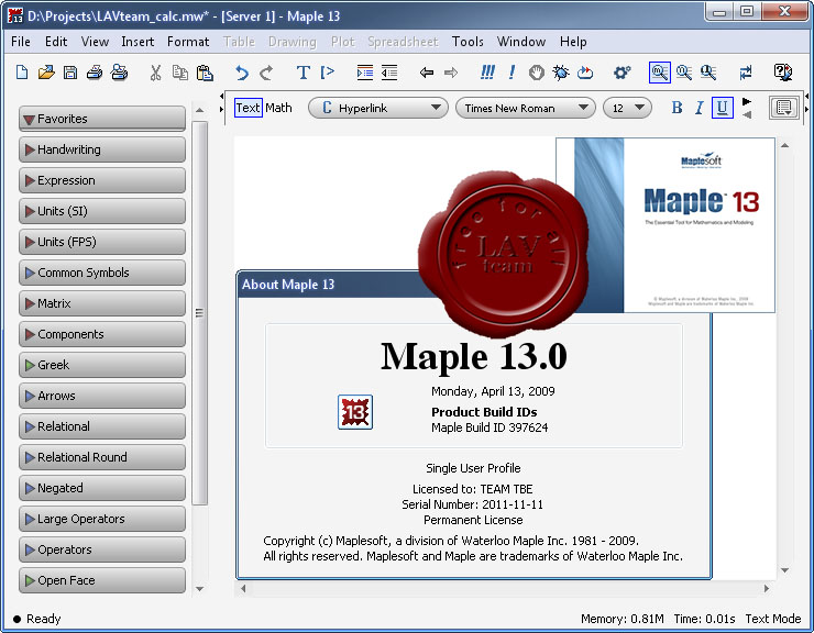 Waterloo Maplesoft Maple v13.0 x64